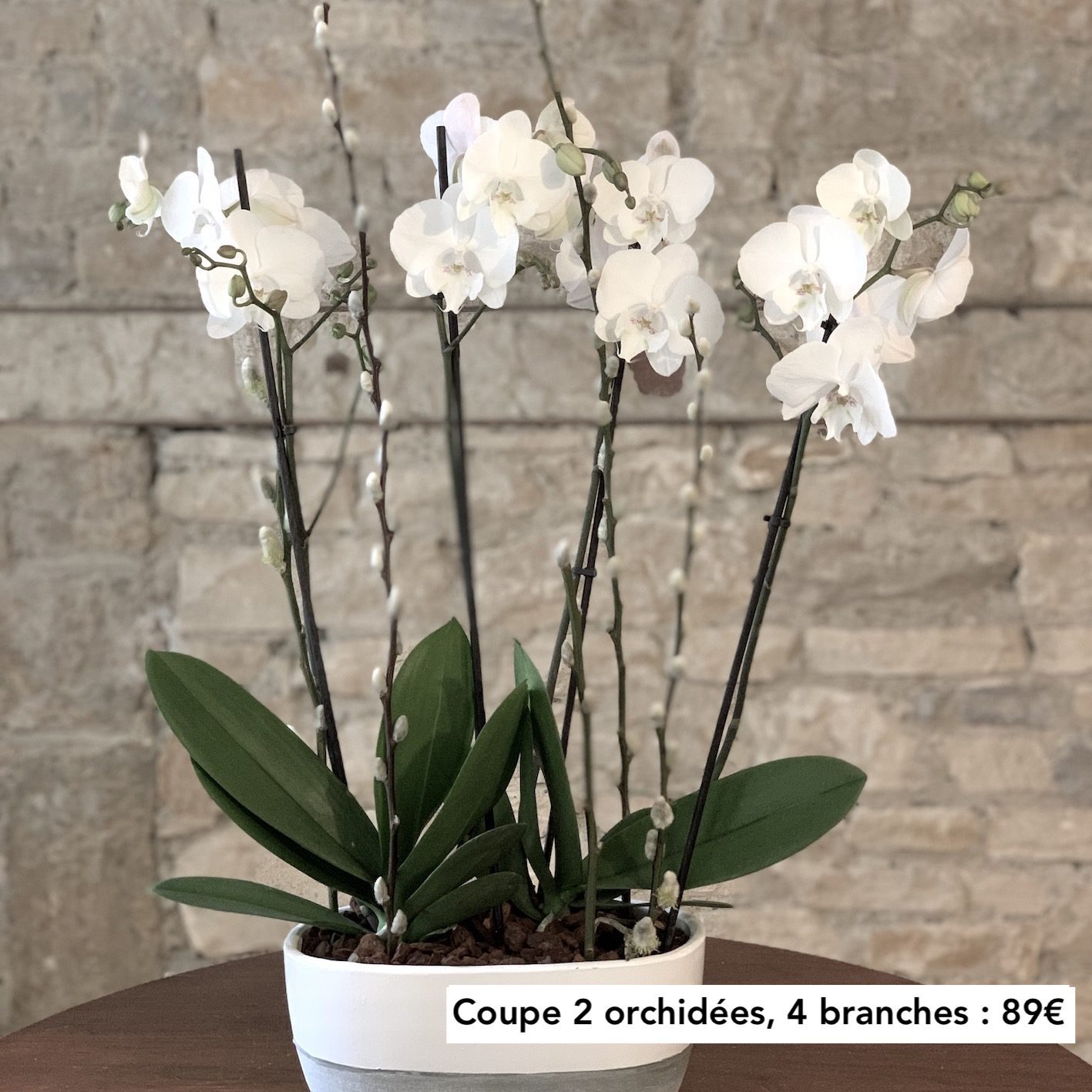 Coupe d'orchidées phalénopsis blanches - ATELIER LAVARENNE - Lyon