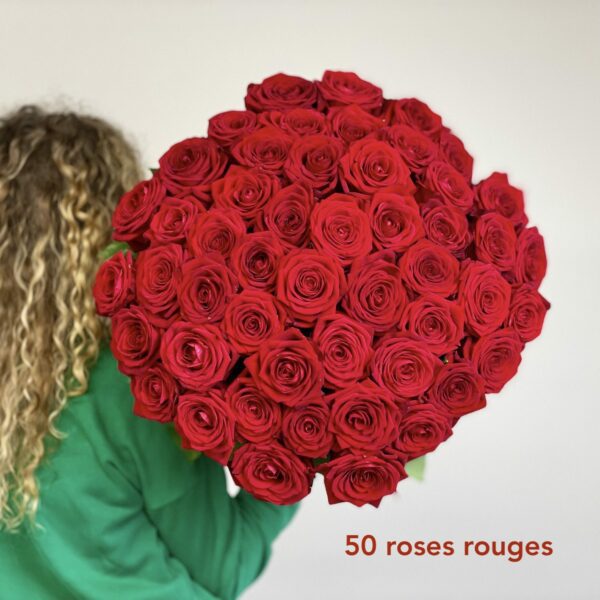 Bouquet de 50 roses rouges St Valentin