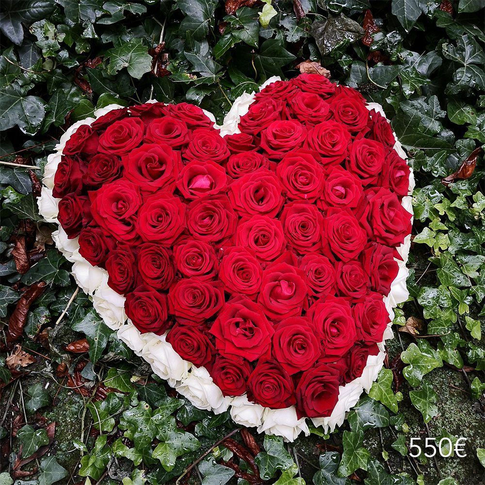 coussin coeur roses funéraille atelier lavarenne lyon