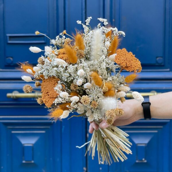 bouquet fleurs séchée ivoire orange