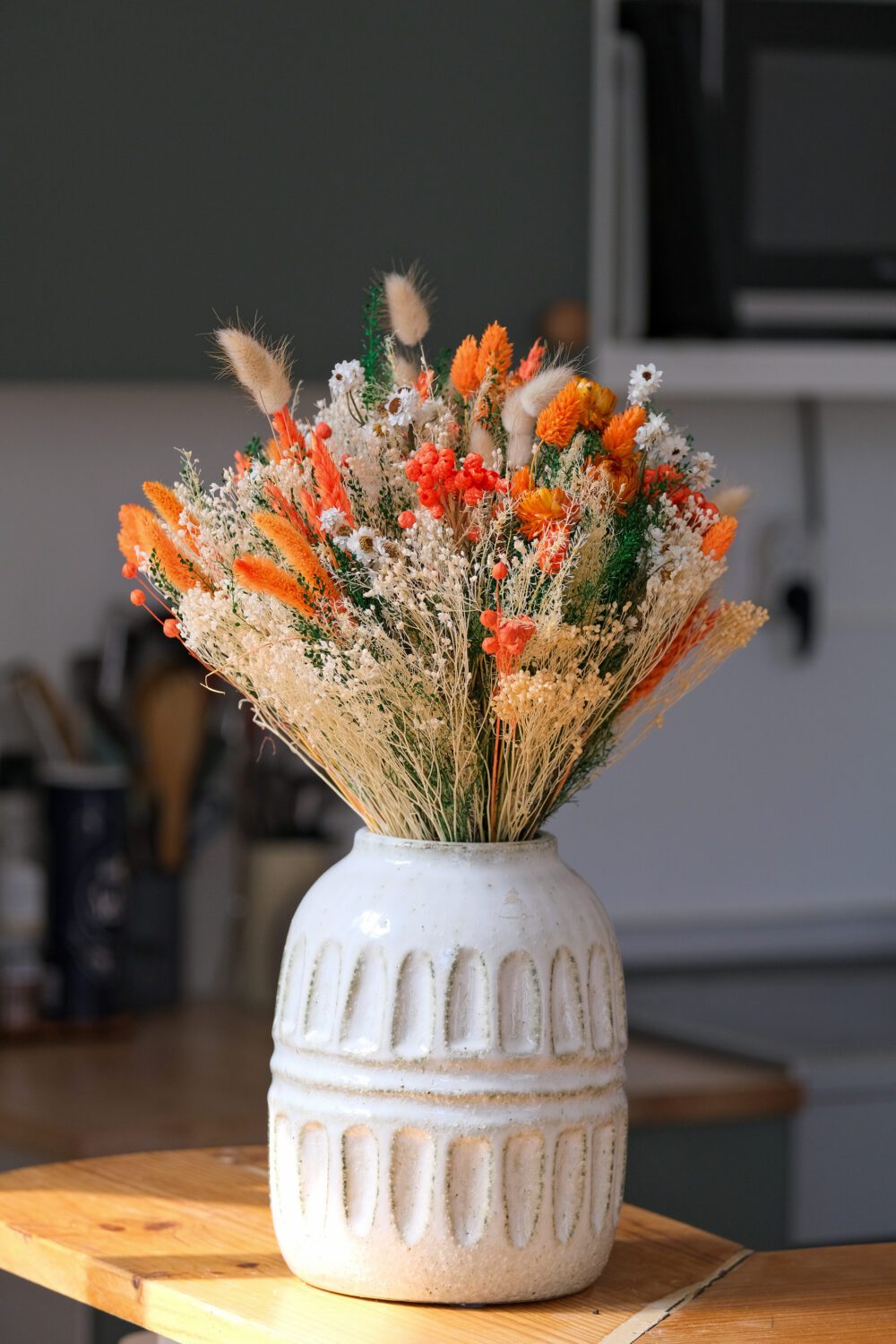 Bouquet de fleurs séchées orange