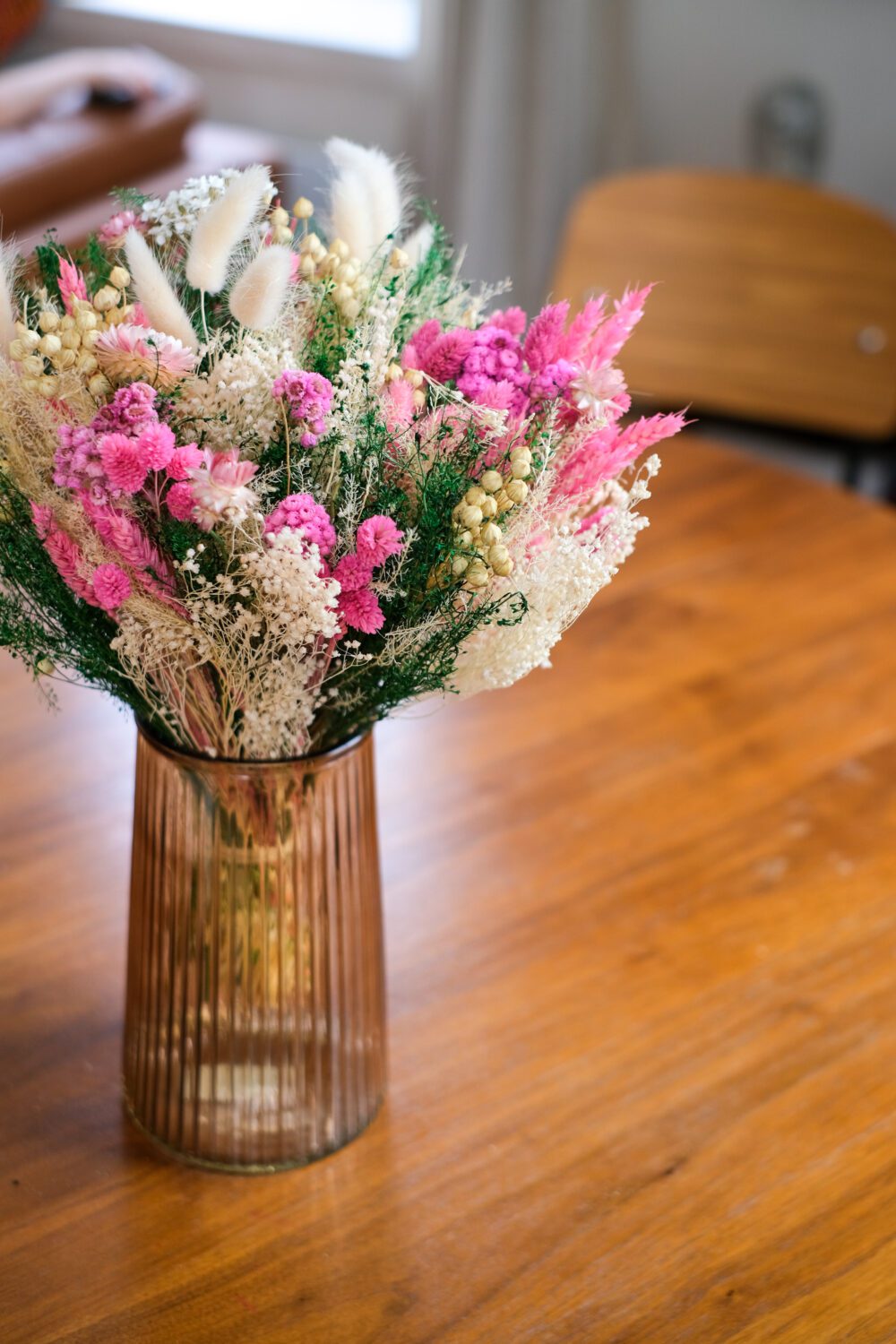 Bouquet de fleurs séchées rose